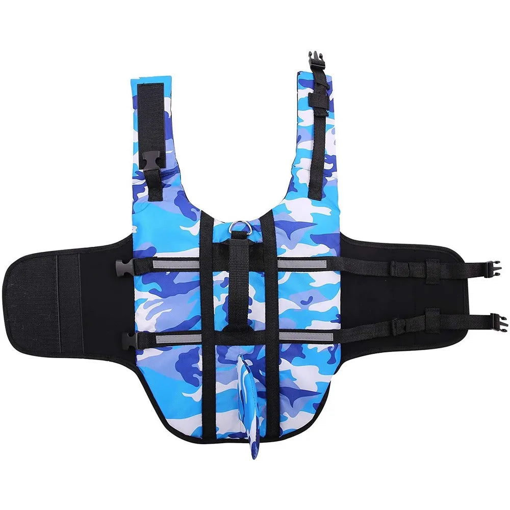 Pet swimming vest with handle for water safety and rescue