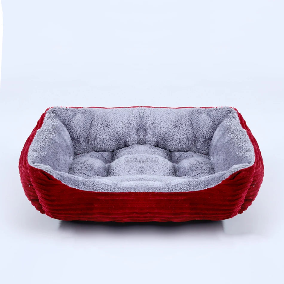 Red small dog bed showing alternative color option with plush cushioning