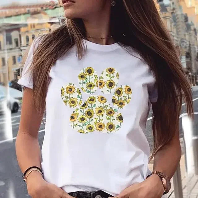 Dog Paw Print Women's T-Shirt - 90s Style Graphic Tee