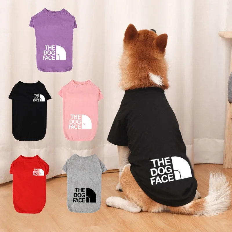 Lightweight dog face pattern pet clothing t-shirt for all sizes
