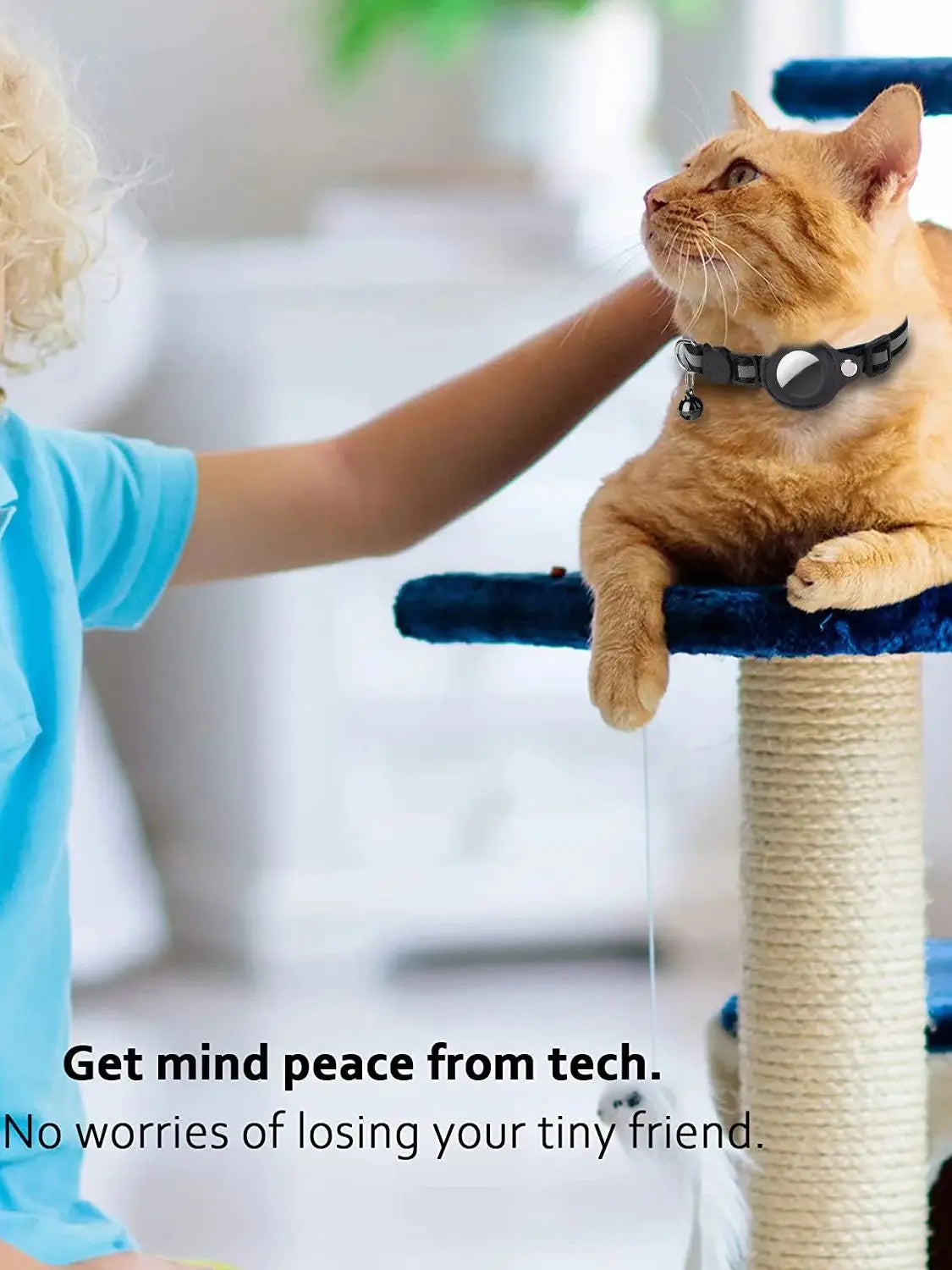 Cat AirTag Holder Collar - Breakaway Reflective Collar with Bell