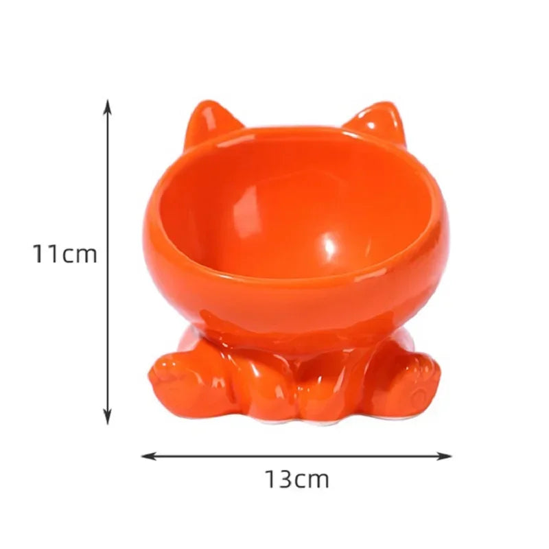 Ceramic Pet Bowl - Elevated Tilted Feeder