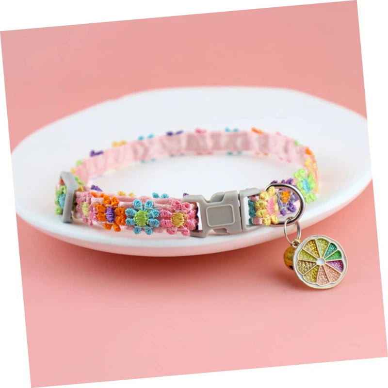 Cat Collar with Bell - Cartoon Footprint Adjustable Safety Collar