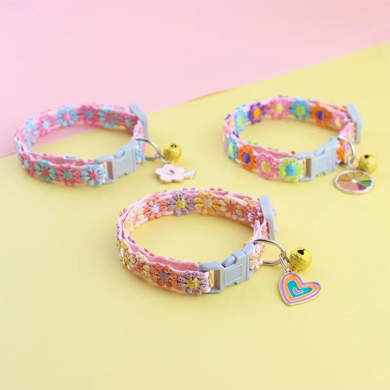 Cat Collar with Bell - Cartoon Footprint Adjustable Safety Collar