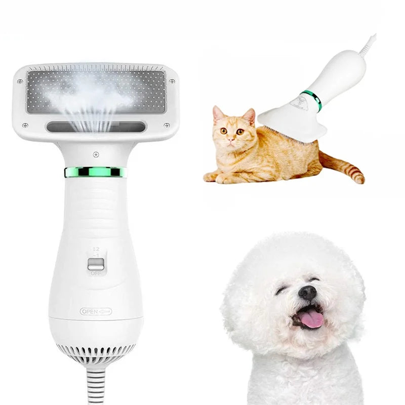 Pet Hair Dryer 2 with Slicker Brush Grooming for Cat and Dog Brush Professional Home Grooming Furry Drying Portable Dog Blower