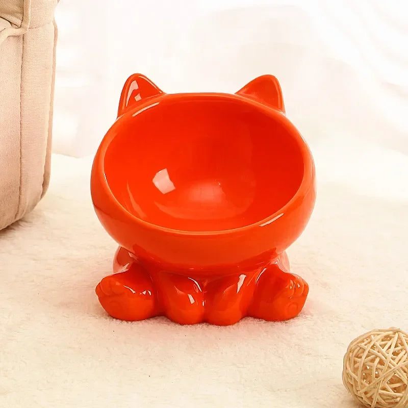 Ceramic Pet Bowl - Elevated Tilted Feeder