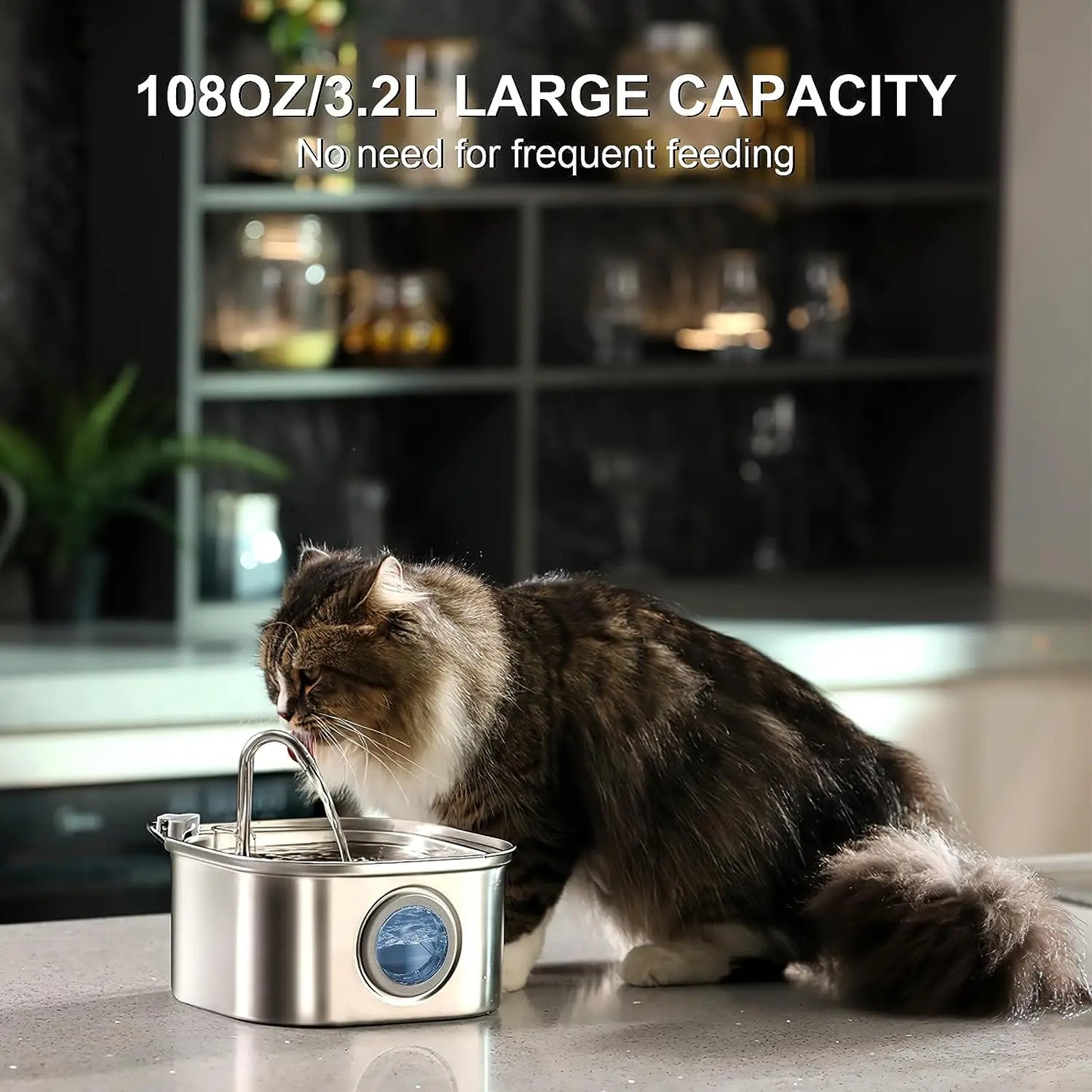 Cat Water Fountain 3.2L - Stainless Steel Automatic Dispenser