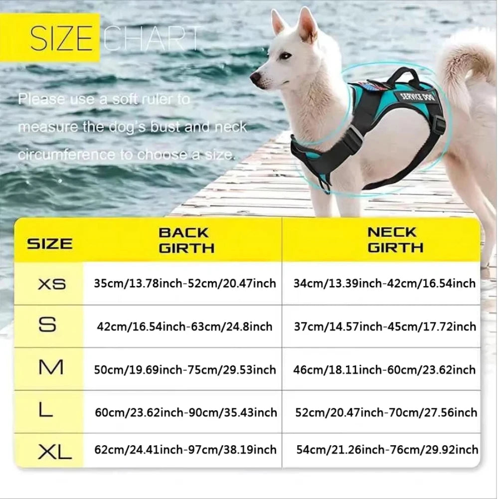 Service Dog Harness - Reflective Vest with 5 Patches
