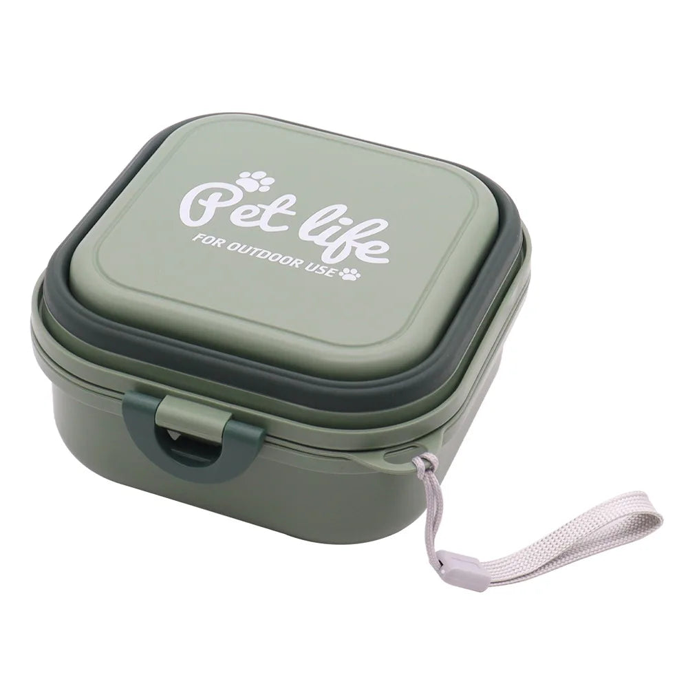 Collapsible Dog Water Bowl - Portable Travel Pet Feeder with Lid
