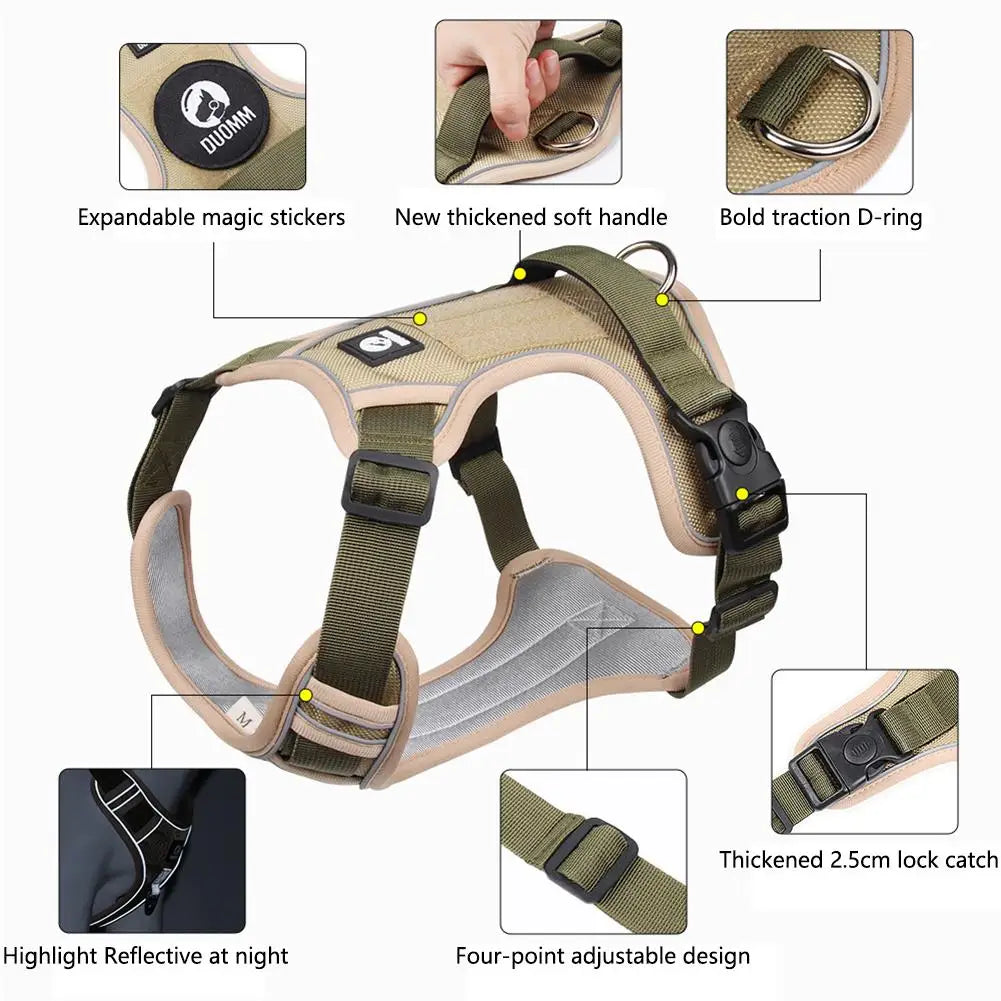 Reflective Dog Harness - Adjustable Oxford Vest for Large Dogs