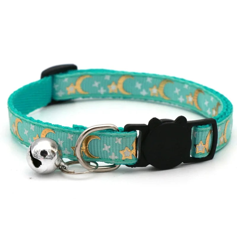 Cat Collar with Bell - Cartoon Footprint Adjustable Safety Collar