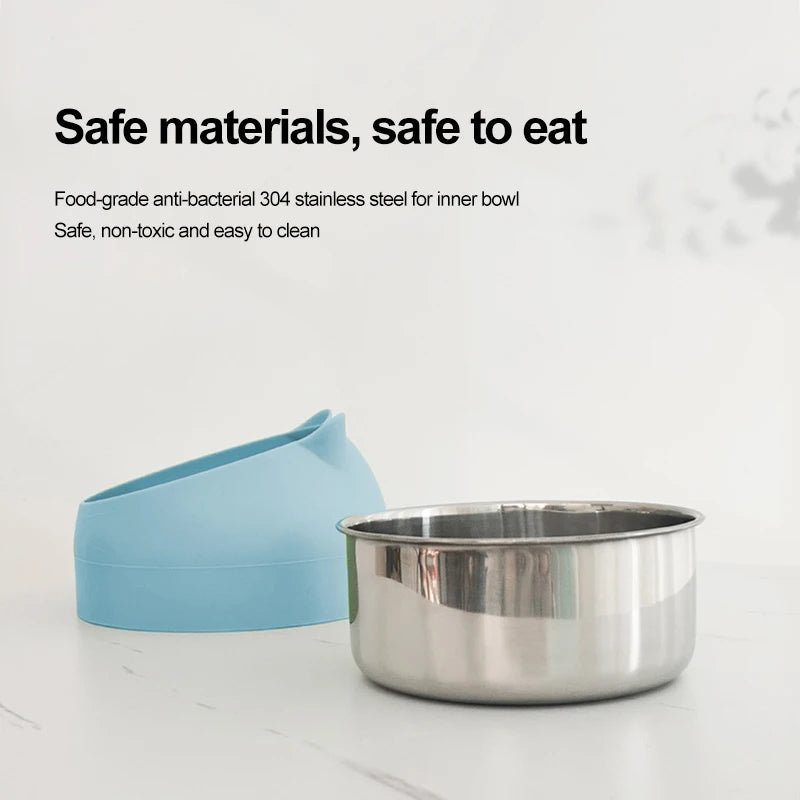 Cat Food Bowl - Stainless Steel Inclined Feeder