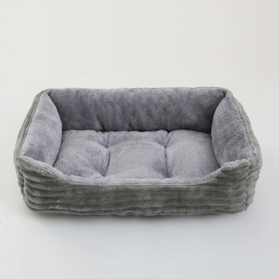 Square plush pet kennel bed for dogs and cats soft washable
