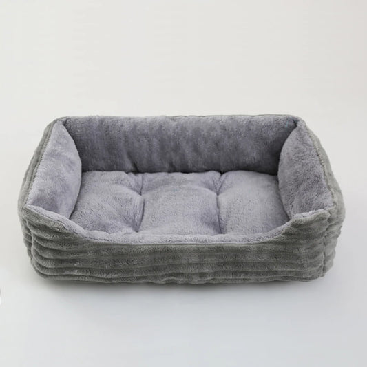 Square plush pet kennel bed for dogs and cats soft washable
