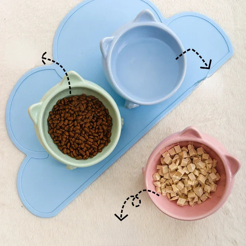 Ceramic Pet Bowl - Elevated Tilted Feeder