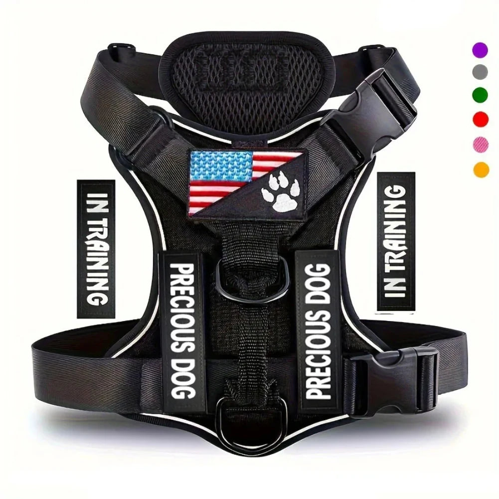 Service dog harness reflective vest with 5 patches
