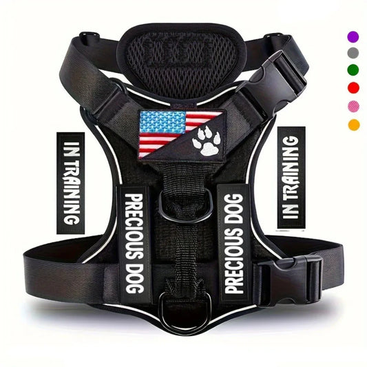 Service dog harness reflective vest with 5 patches
