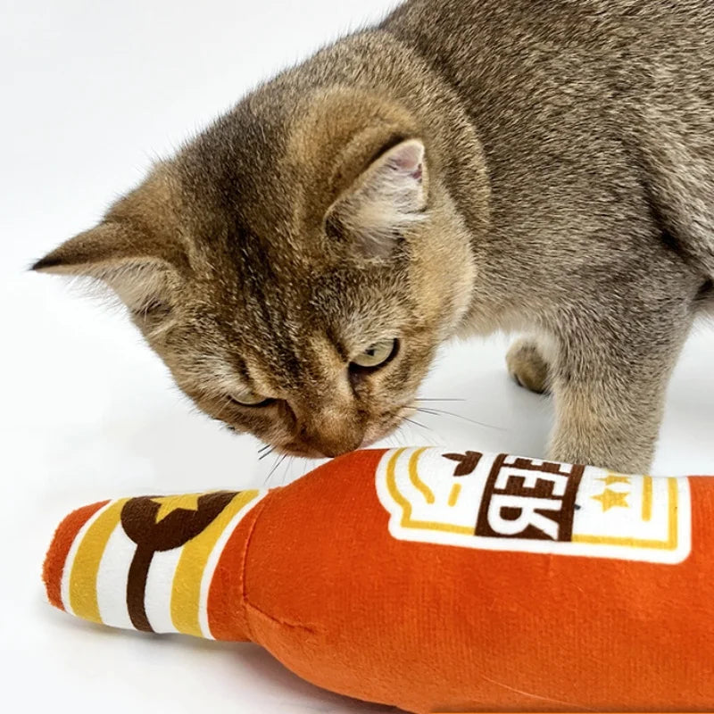 Beer Bottle Plush Dog Toy - Squeaky Bite-Resistant Chew Toy