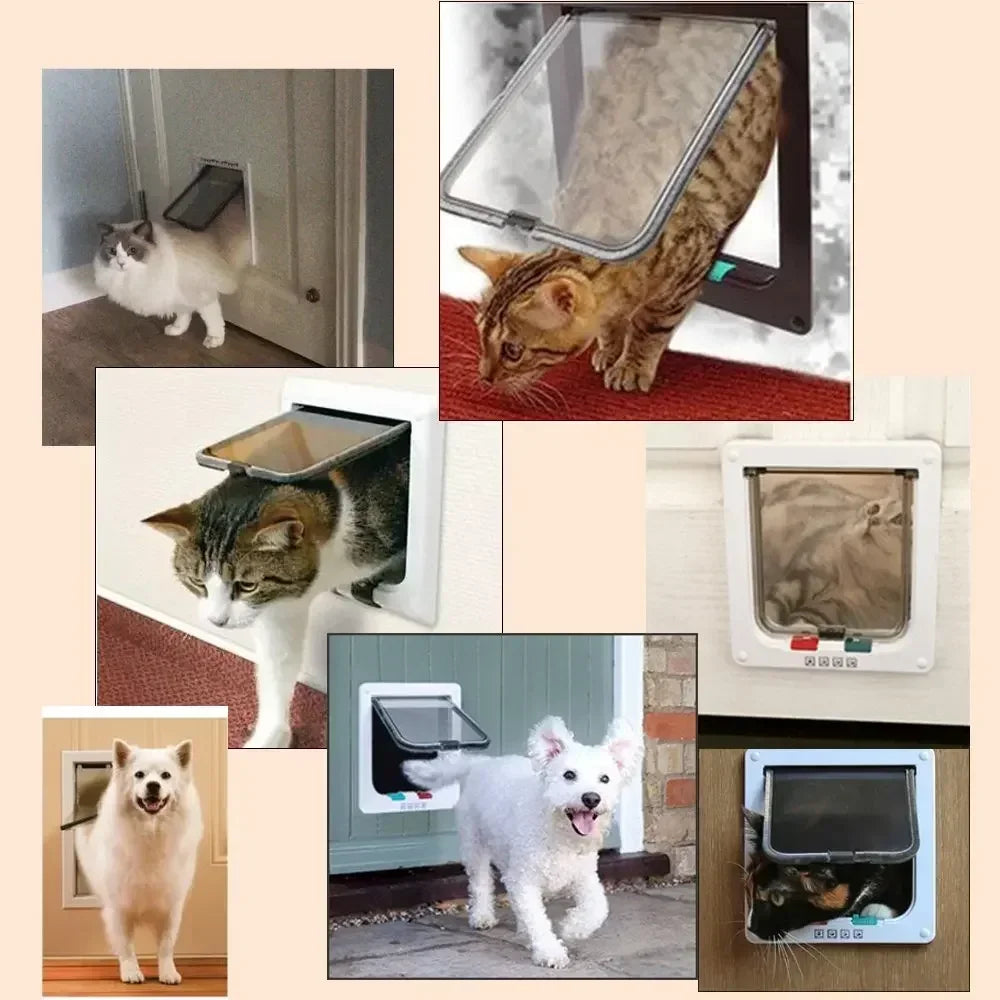 Pet Flap Door - 4-Way Security Lock Gate