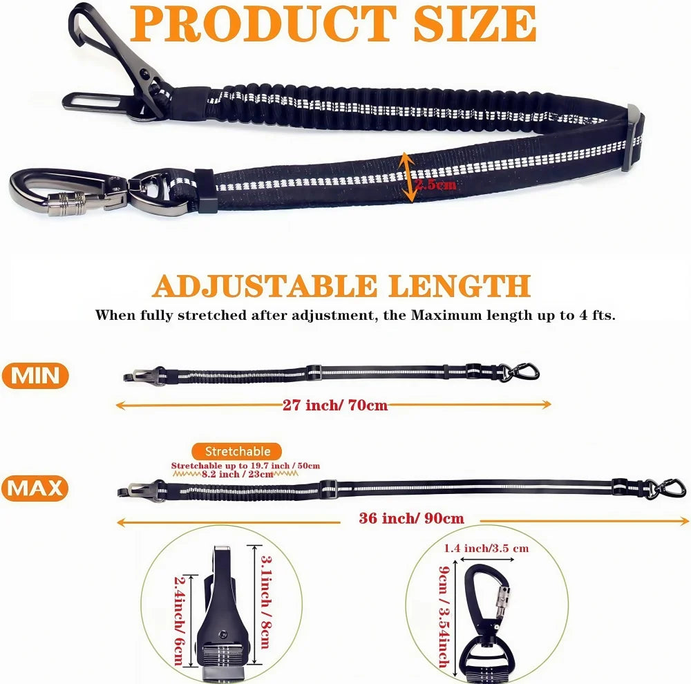 Dog Seatbelt - 3-in-1 Safety Tether with Carabiner