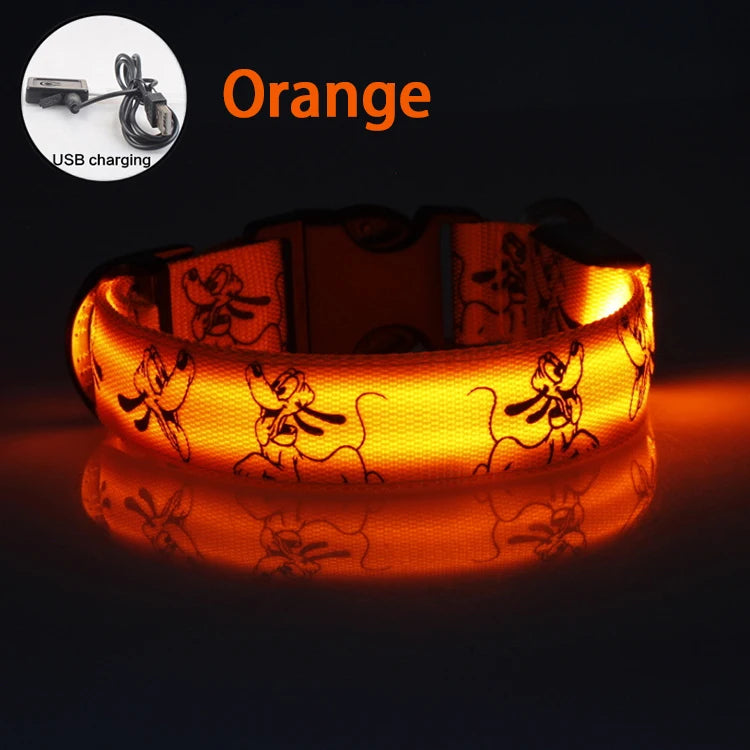 LED Dog Collar - USB Rechargeable Night Safety Light