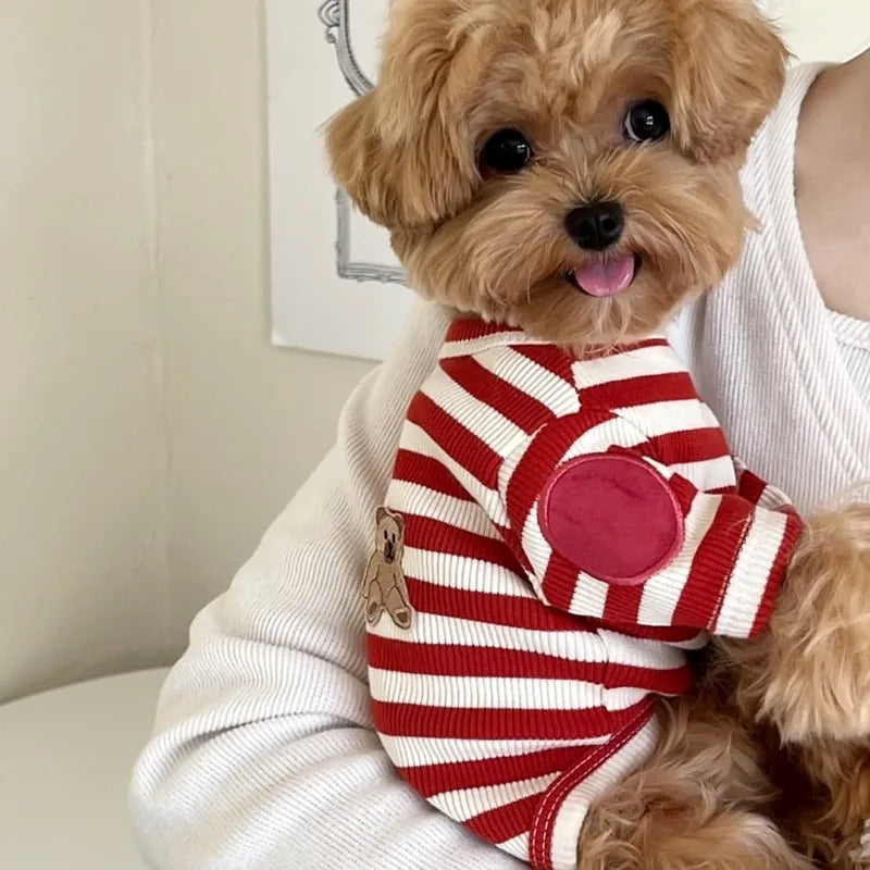 Black Striped Dog T-Shirt - Soft Summer Pullover for Small Dogs