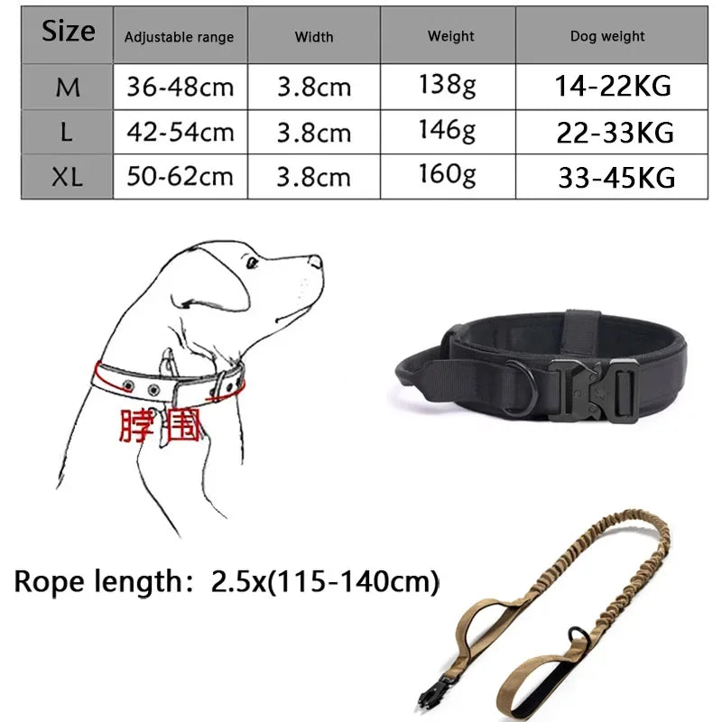 Tactical Dog Collar - Adjustable Training Leash