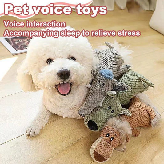 Plush squeaky dog toy bite-resistant interactive pet toy with sound
