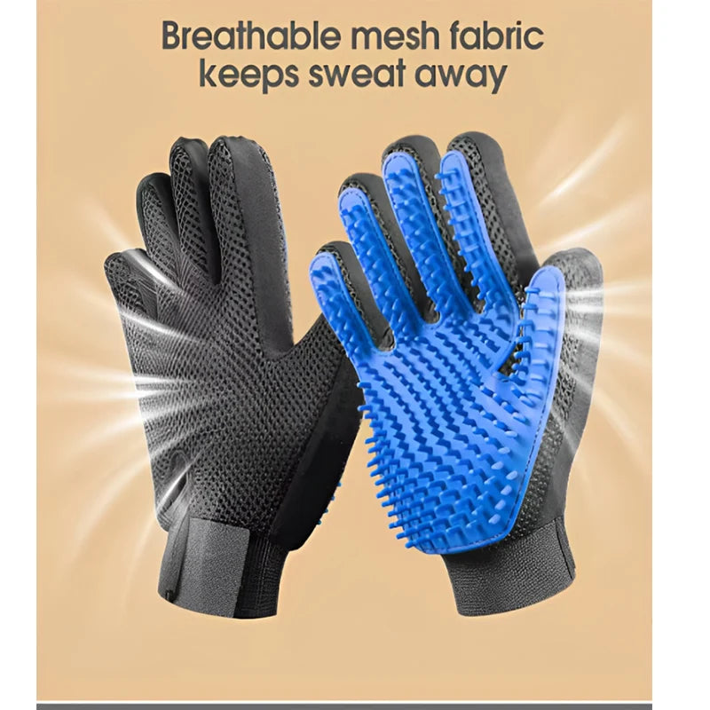 Pet Grooming Glove - Deshedding & Massage Brush for Dogs & Cats