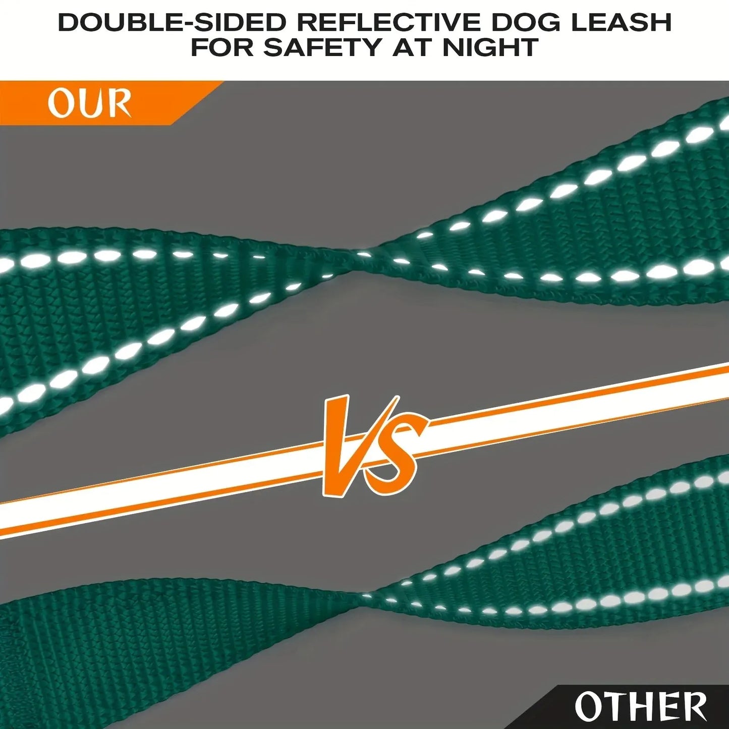 Double Handle Reflective Dog Leash - Heavy Duty for Large Dogs