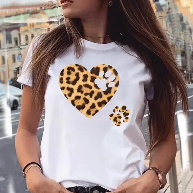 Dog Paw Print Women's T-Shirt - 90s Style Graphic Tee