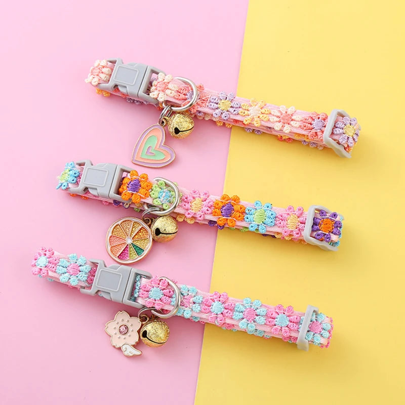 Cat Collar with Bell - Cartoon Footprint Adjustable Safety Collar
