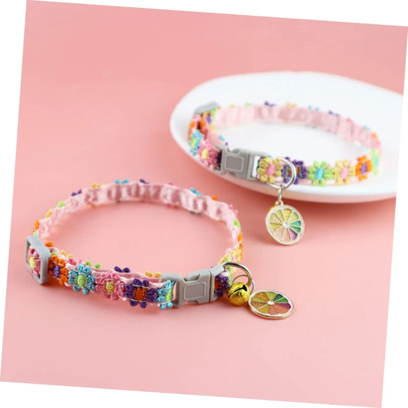 Cat Collar with Bell - Cartoon Footprint Adjustable Safety Collar