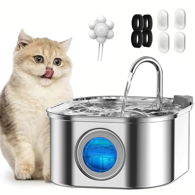 Stainless steel automatic cat water fountain 3.2L capacity