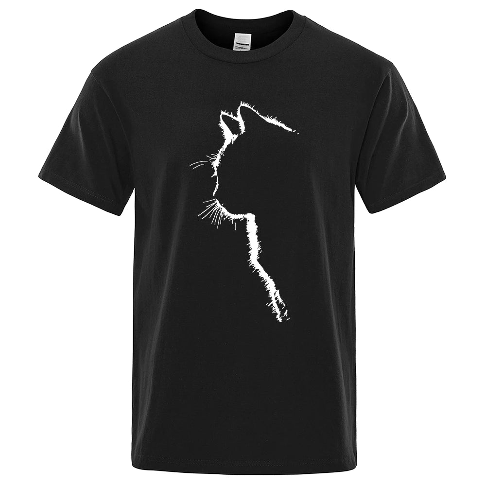 Cool cat print hip hop streetwear summer t-shirt for men
