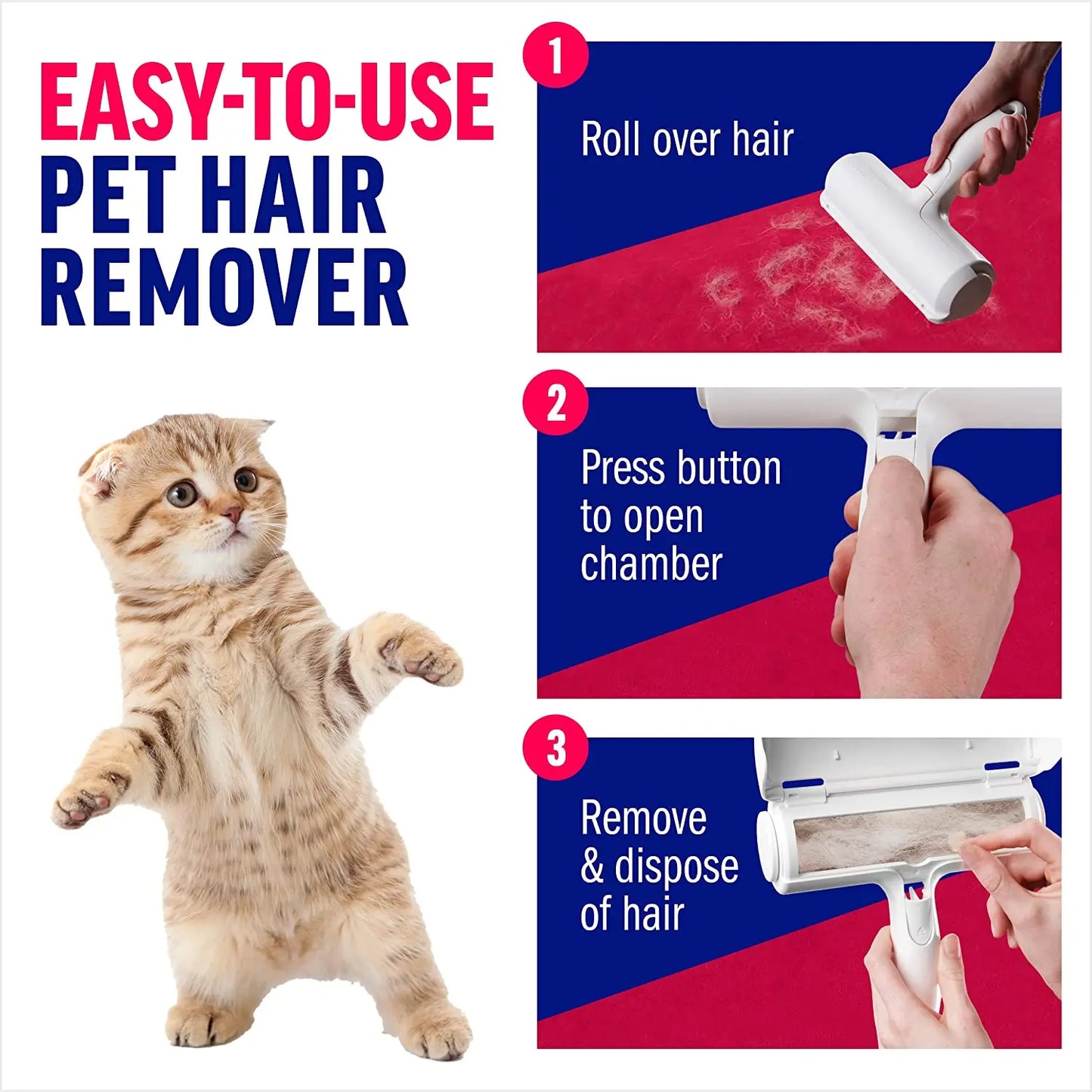 Pet Hair Remover Roller - Self-Cleaning Fur Removal Tool