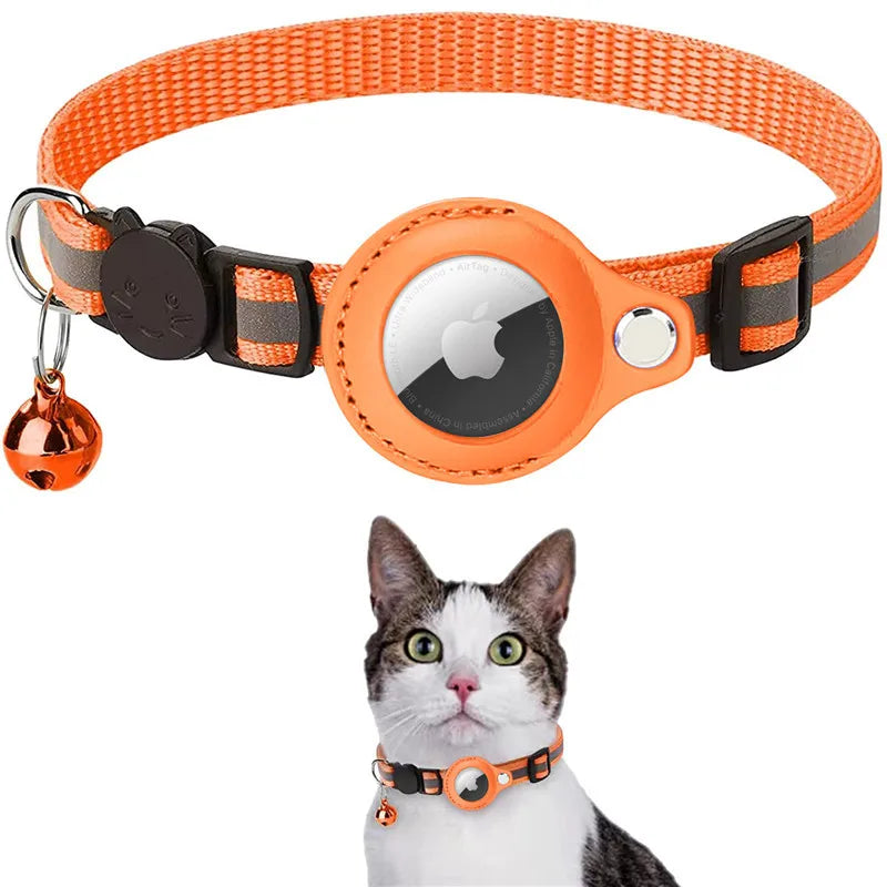 Cat AirTag Holder Collar - Breakaway Reflective Collar with Bell