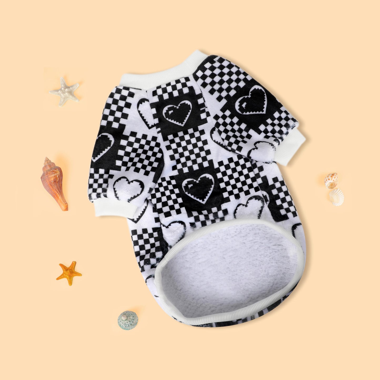 1Pc Spring Summer Pet Short-Sleeve Top Lightweight Breathable Heart & Checkerboard Pattern Shirt Cute Apparel for Cats/Dogs