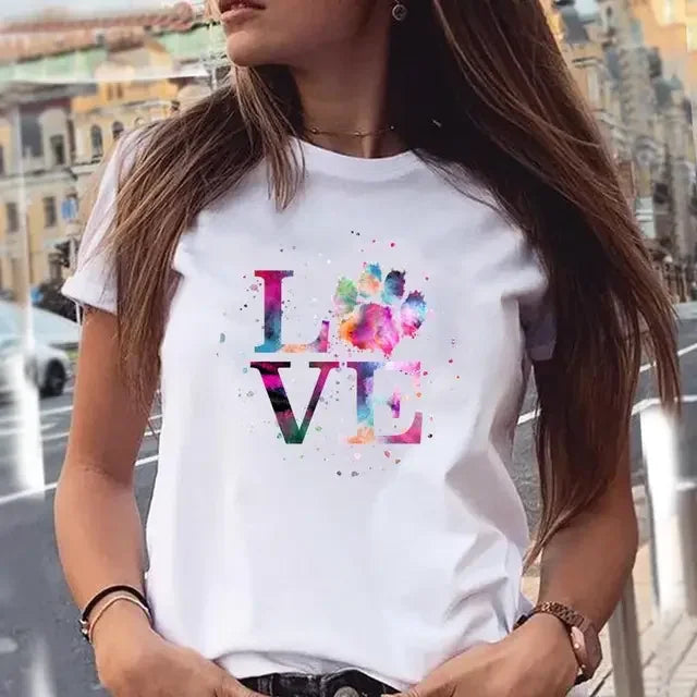 Dog Paw Print Women's T-Shirt - 90s Style Graphic Tee
