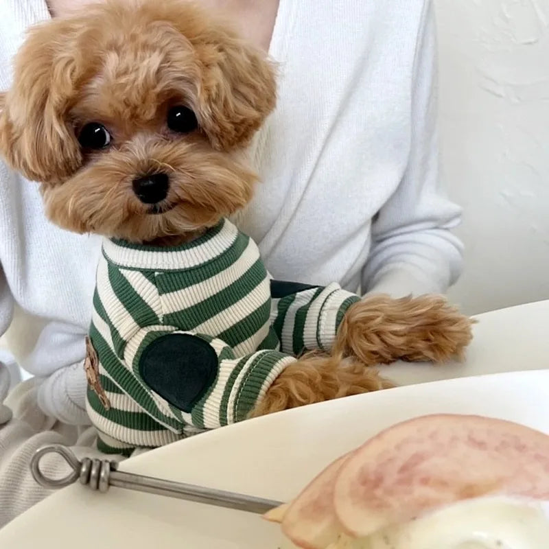 Black Striped Dog T-Shirt - Soft Summer Pullover for Small Dogs