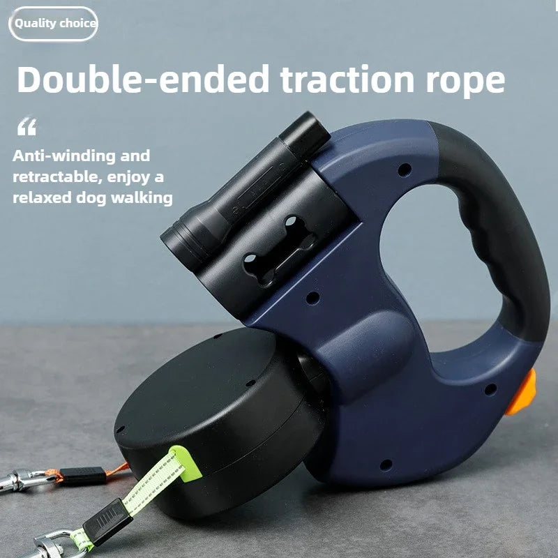 Retractable Dog Leash - Dual Pet Leash with Light