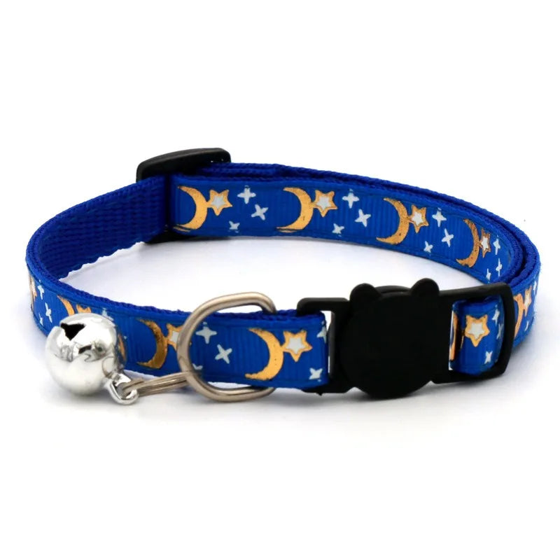 Cat Collar with Bell - Cartoon Footprint Adjustable Safety Collar