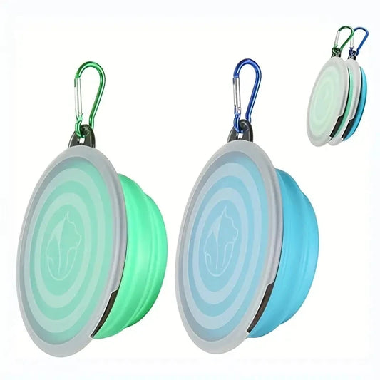 2 Pack Portable Collapsible Dog Bowl with Cover - Travel Pet Bowls
