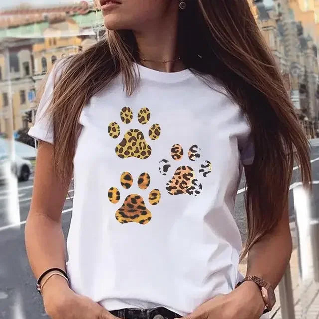 Dog Paw Print Women's T-Shirt - 90s Style Graphic Tee