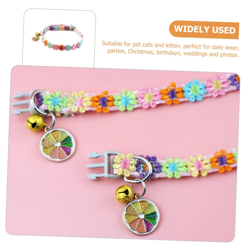 Cat Collar with Bell - Cartoon Footprint Adjustable Safety Collar