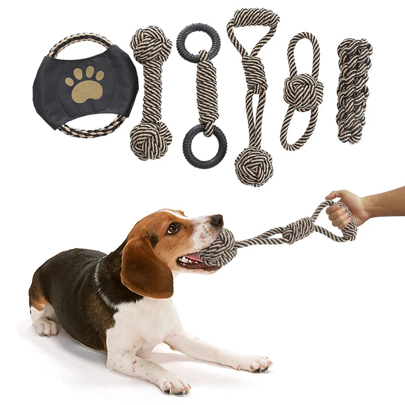 Interactive cotton rope fleece dog toy for small and medium dogs