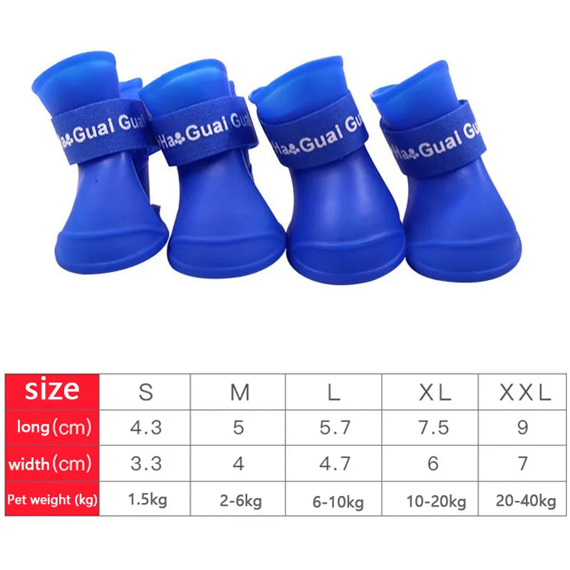 Waterproof Pet Rain Boots - 4-Pack Protective Paw Shoes