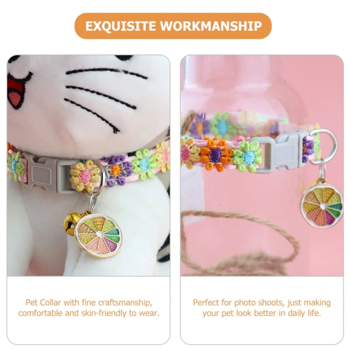 Cat Collar with Bell - Cartoon Footprint Adjustable Safety Collar