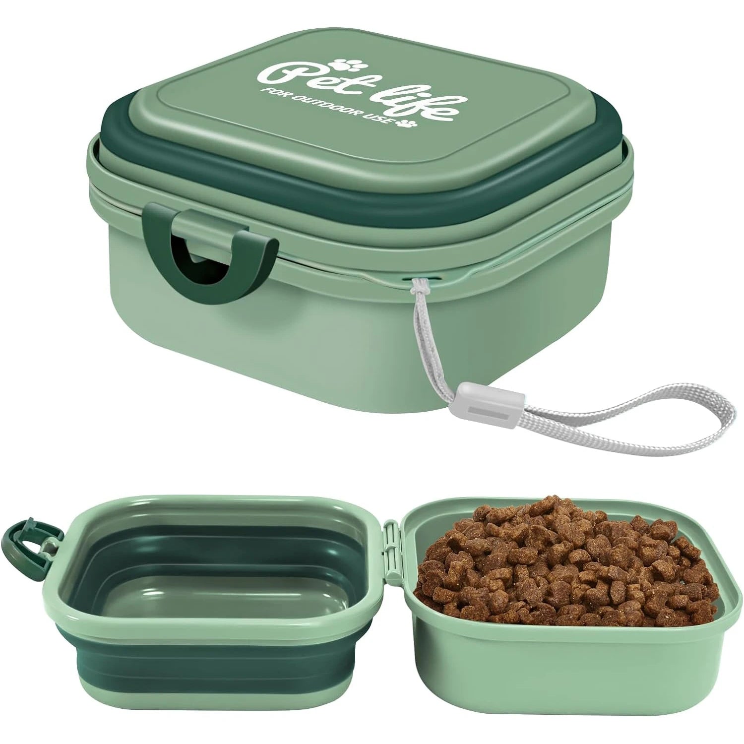 Collapsible portable dog water bowl 2-in-1 food and water feeder for travel
