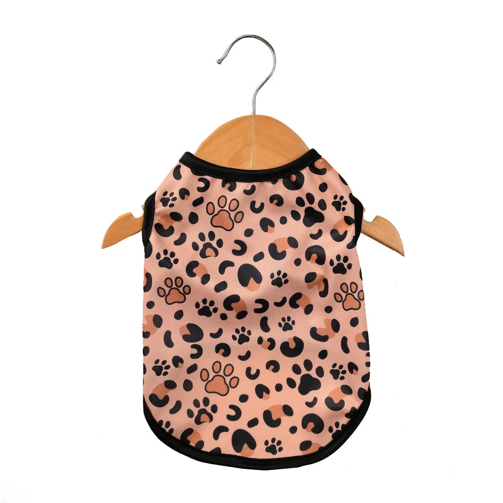 Leopard Print Pet Vest - Breathable Summer T-Shirt for Cats & Small Dogs